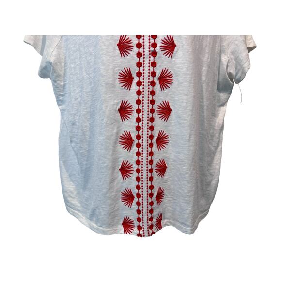 Talbots Top 3X Plus Petite Round Neck 100% Cotton Embroidered T-shirt Boho NEW - Picture 5 of 12